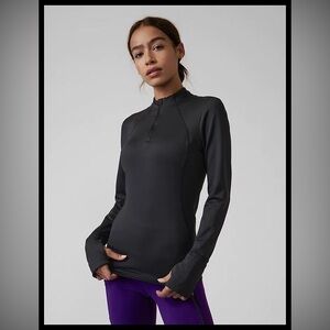 Athleta Whistler Half Zip Pullover Black Women’s XS Lightweight Layer‎